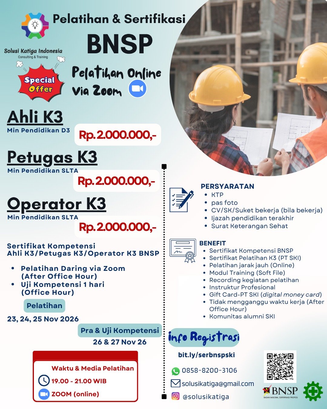 Ahli/Petugas/Operator K3 BNSP
